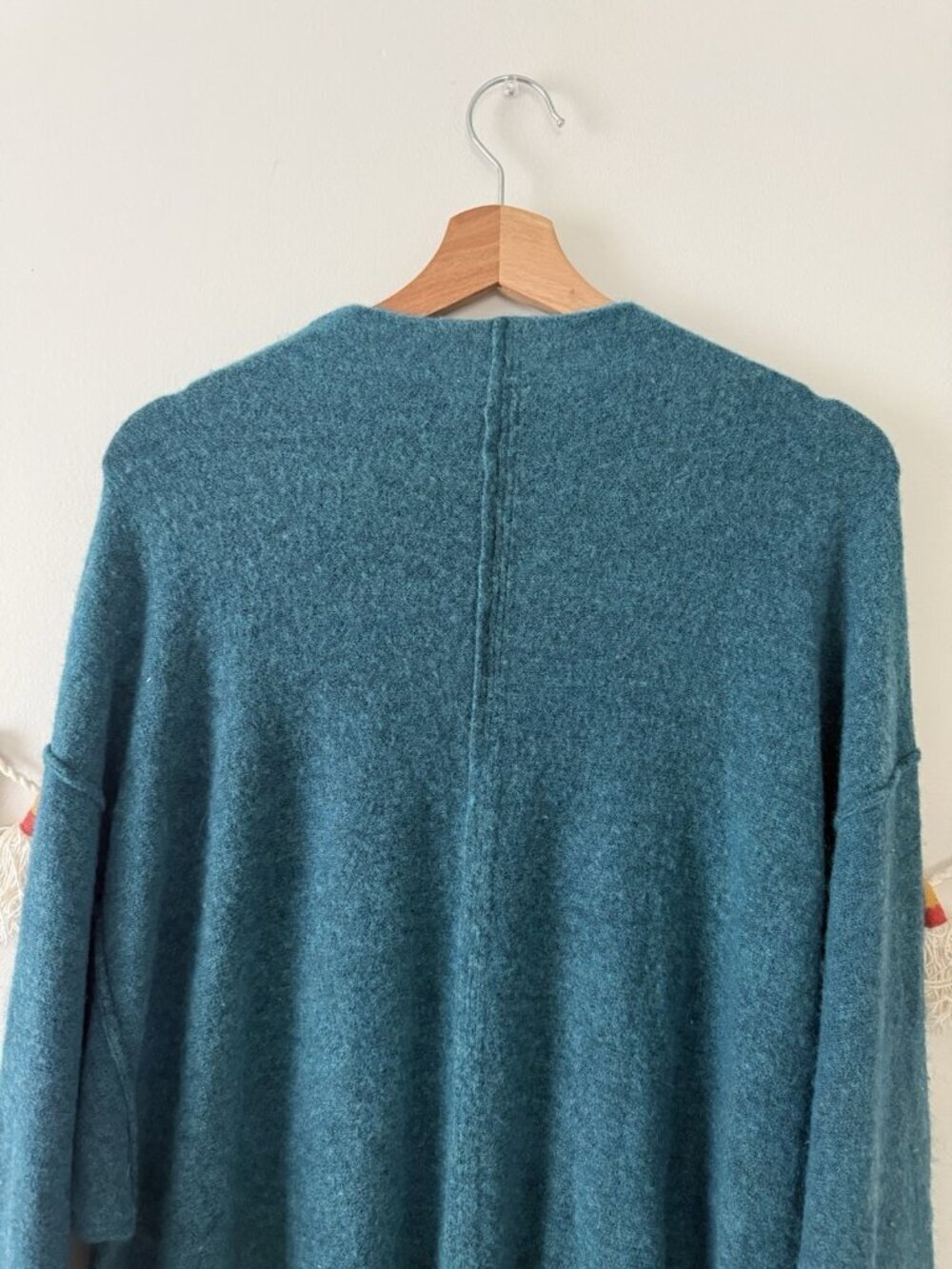 Free People Break Away Rollback Knit Teal Pullover Sweater Cozy Slouchy Wool L - Picture 10 of 10